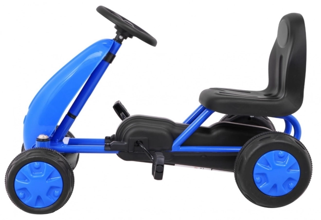 První šlapací motokára + Řetězový pohon + Gumová kola – Modrá