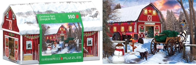 EUROGRAPHICS Puzzle v plechové krabičce Vánoce na farmě 550 dílků