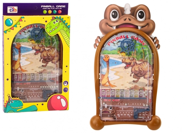 Pinball hra s motivem dinosaurů stojan hnědý