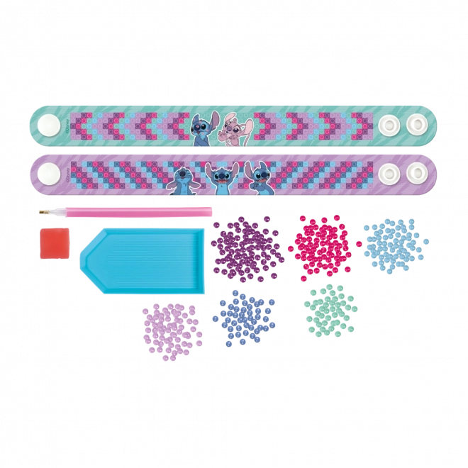 Diamantové malování - výroba náramků s motivem Stitch