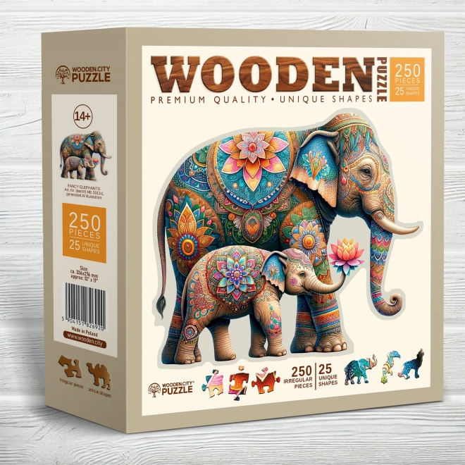 Dřevěné puzzle Módní sloni 250 dílků