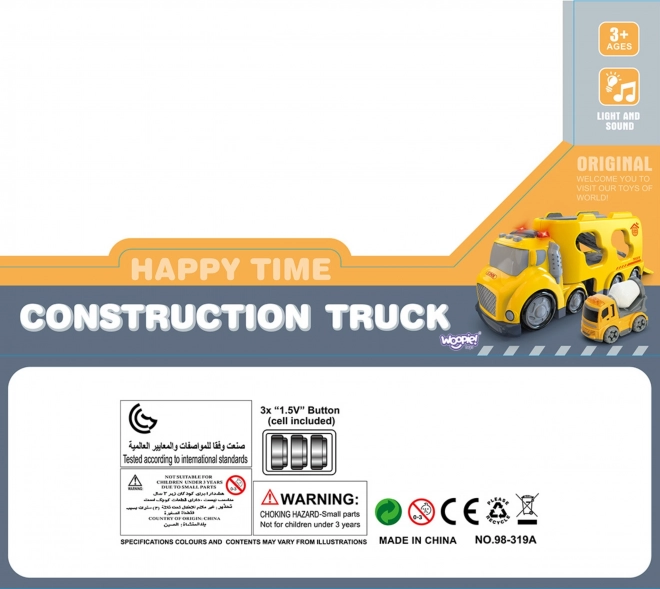 Velká žlutá odtahová služba City Truck se zvukovými a světelnými efekty