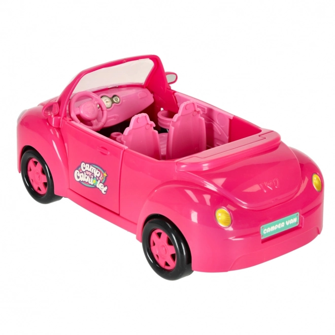 Auto pro panenky kabriolet štěňátko pikniková sada růžová 4 el.