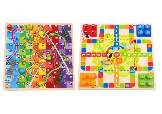 Dřevěné stolní hry 2v1 Ludo a Uvolněte zvířátka