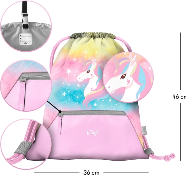Set 3 BAAGL Zippy plus Rainbow Unicorn: aktovka, penál a sáček