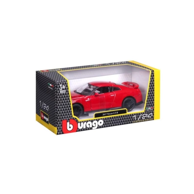 Nissan GT-R Bburago 1:24 metallic bílá – Červený