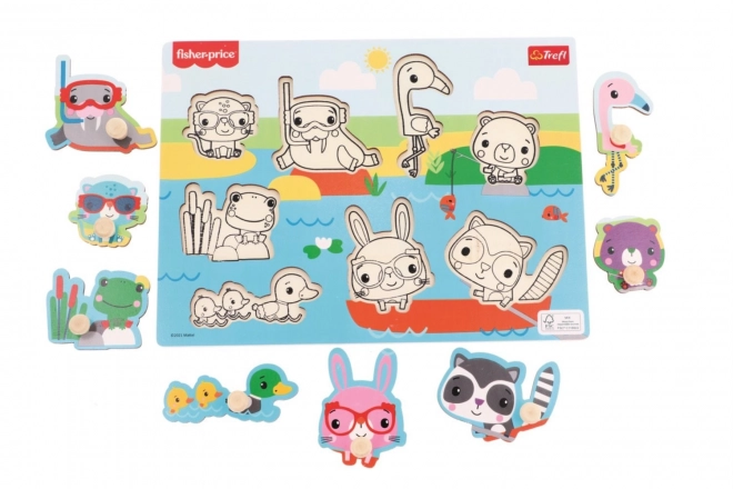 Dřevěná vkládačka Fisher-Price Zvířátka u vody