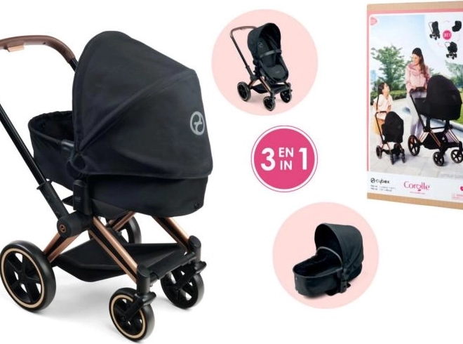 Kočárek pro panenky Cybex 3 v 1 Černý