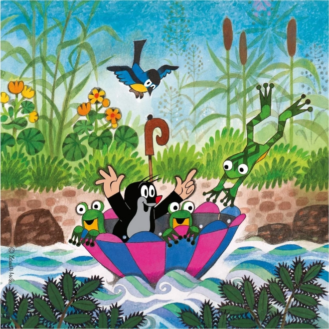 Dino Krteček a paraplíčko puzzle 3x55 dílků