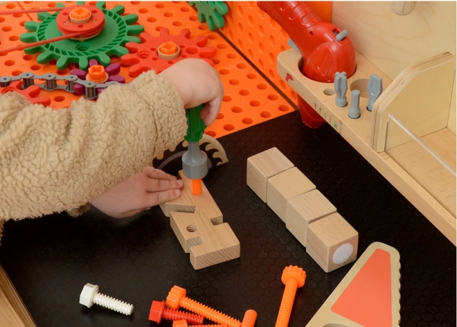 Dřevěná dílna XXL Montessori STEM s nástroji