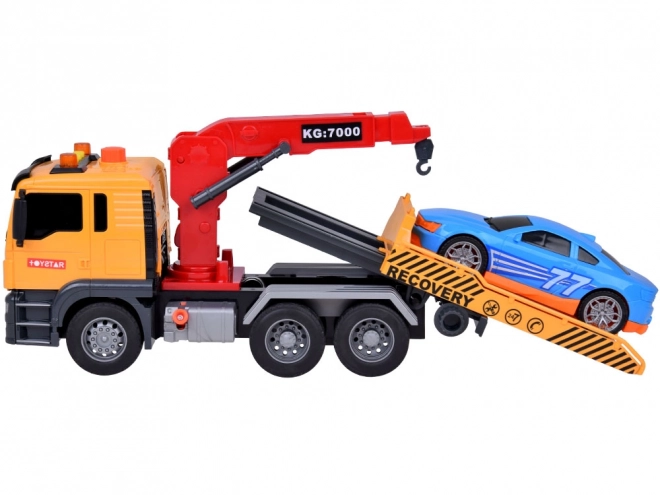 Hračka auto s odtahovým vozem se světlem a zvukem SUPER pohyblivý HDS jeřáb