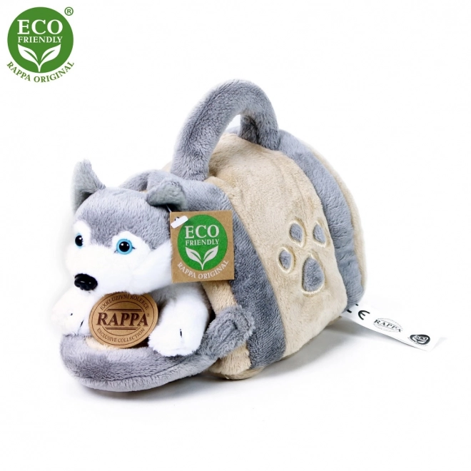 Rappa plyšový pes Husky s přepravkou 13 cm ekologický