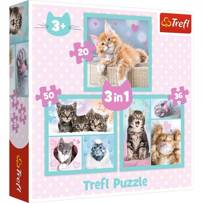 TREFL Puzzle Sladká koťátka 3v1 (20,36,50 dílků)