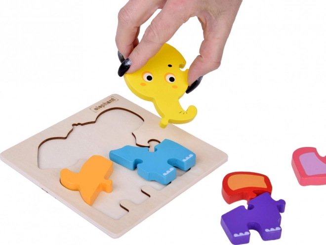 Dřevěné vzdělávací puzzle slon