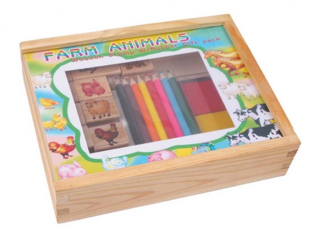 Small Foot dřevěná sada razítek Farma