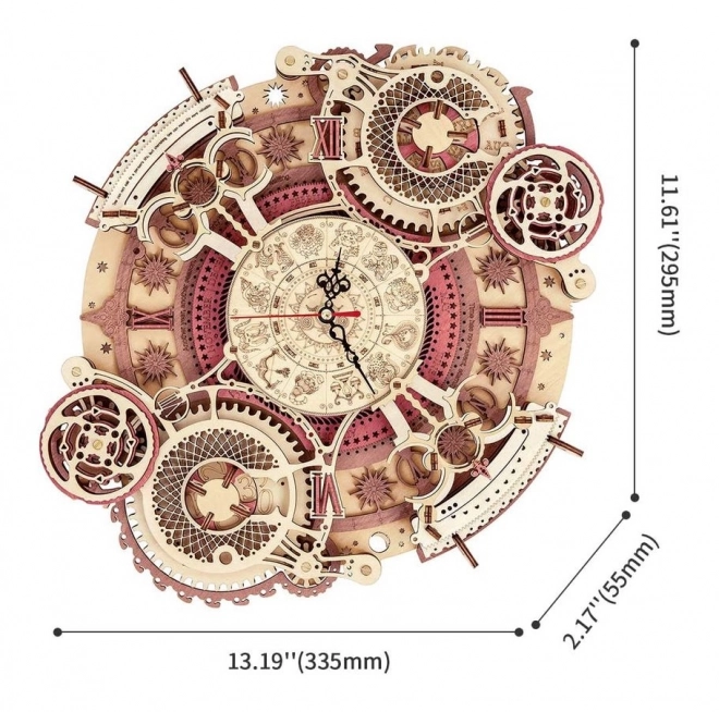 RoboTime 3D dřevěné mechanické puzzle Hodiny s kalendářem