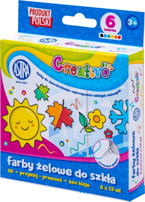 ASTRA CREATIVO gelové barvy na sklo 6×15 ml
