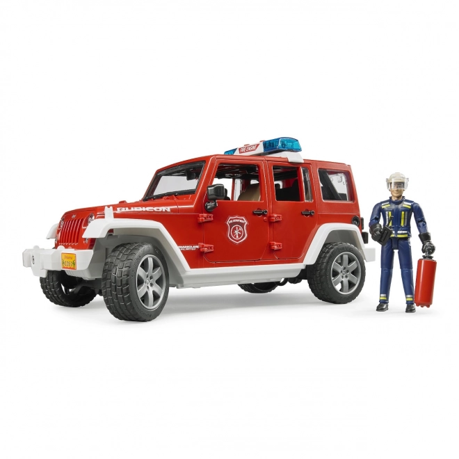 Červený požární Jeep Wrangler s figurkou a příslušenstvím