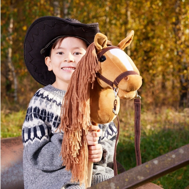 Dřevěný kůň na tyči Hobby Horse HOPPIHORSE Kaštanová hnědá