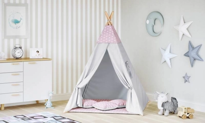 Dětské teepee s mráčky – Růžové