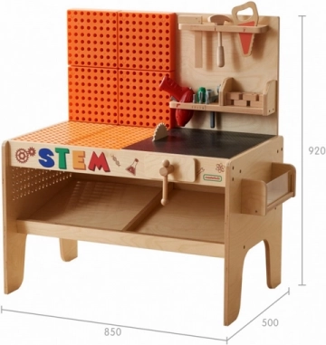 Dřevěný dílenský stůl XXL Montessori STEM s nástroji a příslušenstvím Masterkidz