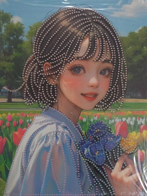 NORIMPEX Diamantové malování na plátně Dívka s květinami 1ks 23x30 cm (mix)