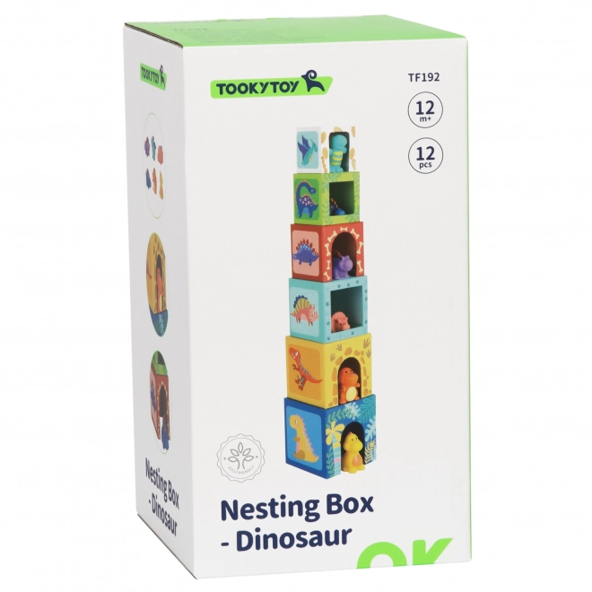 Dřevěné edukativní kostky s figurkami dinosauři