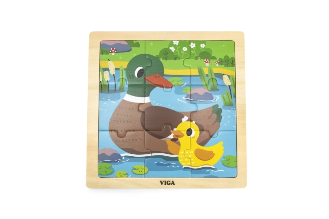 Dřevěné puzzle 9 dílků - kachna