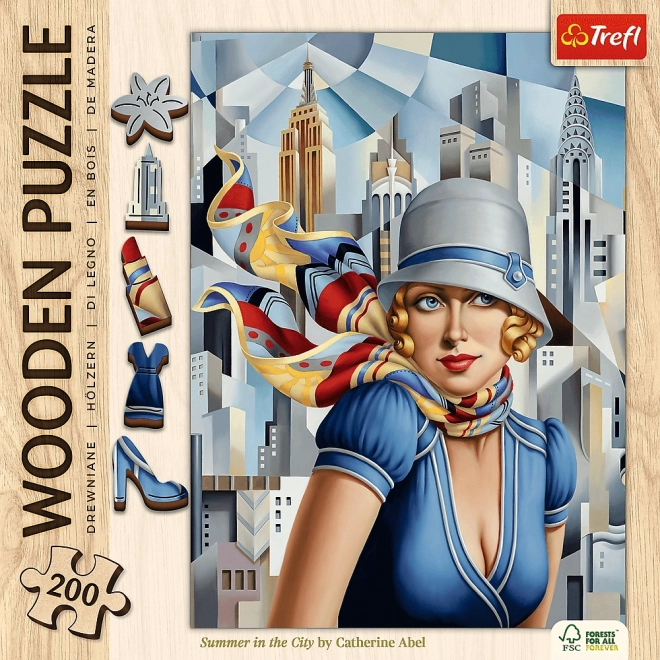 Dřevěné puzzle Art Léto ve městě