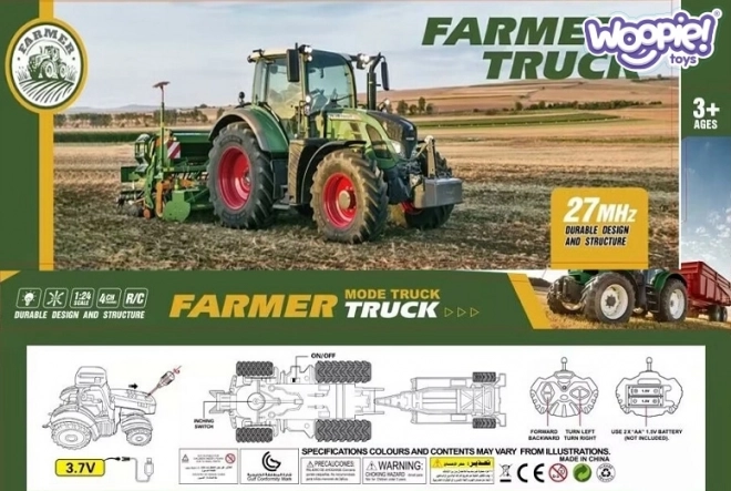 Traktor s přívěsem na dálkové ovládání 1:24
