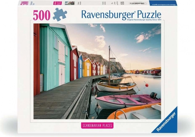 RAVENSBURGER Puzzle Skandinávie: Loděnice ve Smogenu, Švédsko 500 dílků