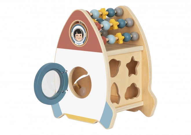Dřevěná aktivní raketa s labyrintem Tooky Toy