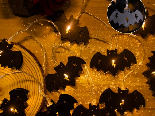 LED halloweenská girlanda s netopýry 200 cm