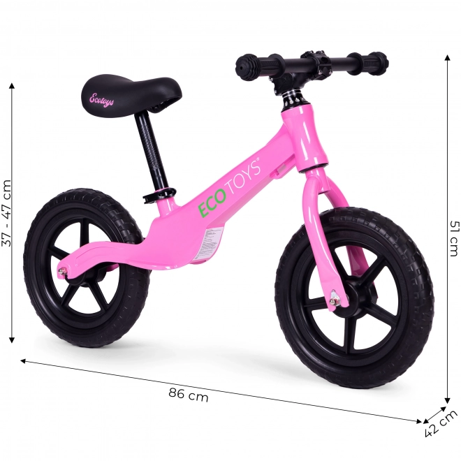Dětské balanční kolo, odrážedlo, kola EVA ECOTOYS – růžové