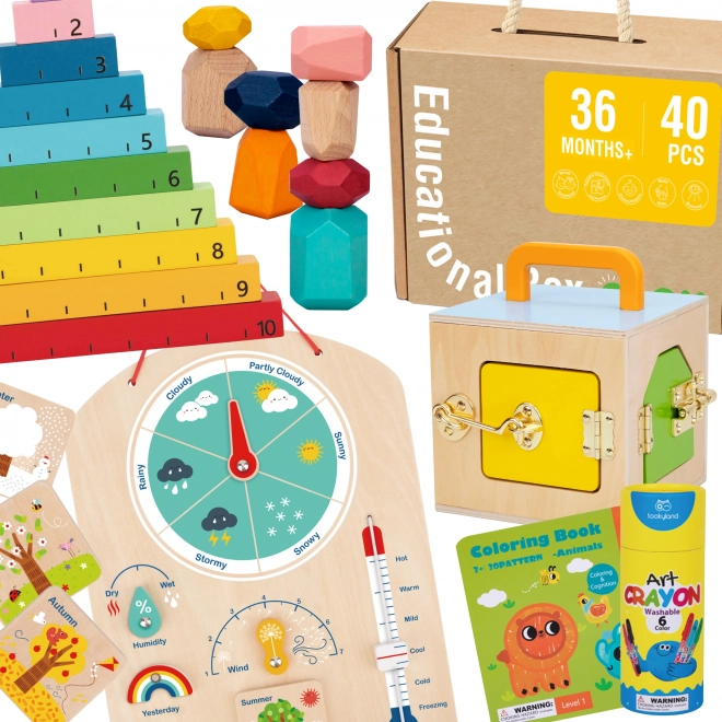 Edukační krabice Montessori Tooky Toy 6v1 od 3 let