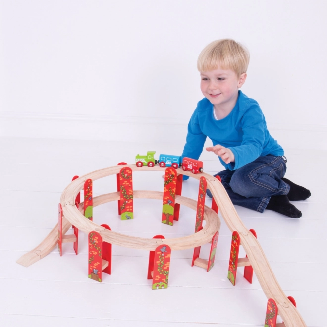 Bigjigs Rail víceúrovňová dřevěná kolejová stavebnice