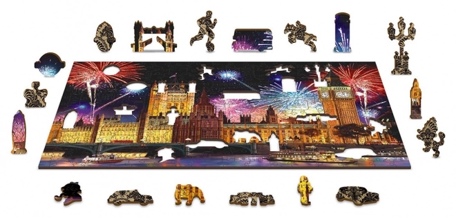 Dřevěné puzzle Noční Londýn 75 dílků