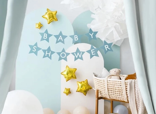 Banner znamení pro dětskou sprchu hvězdy světle 290cm x 16,5cm – Světle modrá