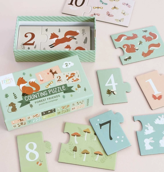 A Little Lovely Company Přiřazovací puzzle – Počítání s kamarády z lesa