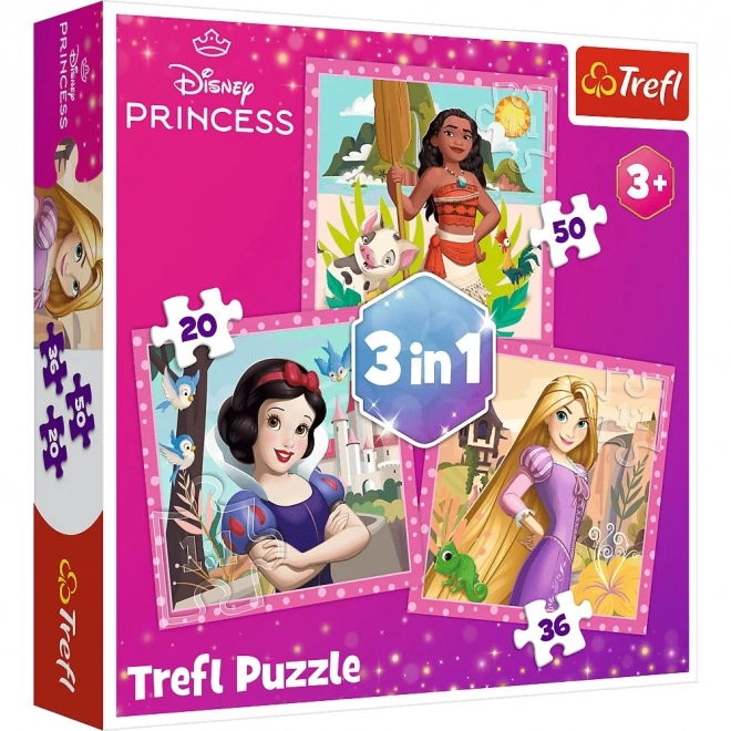 TREFL Puzzle Disney princezny: Vaina, Locika a Sněhurka 3v1 (20,36,50 dílků)