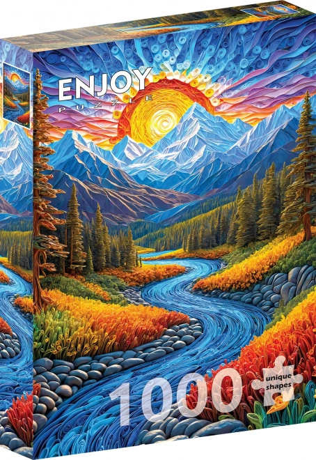 Puzzle Východ slunce nad krajinou 1000 dílků