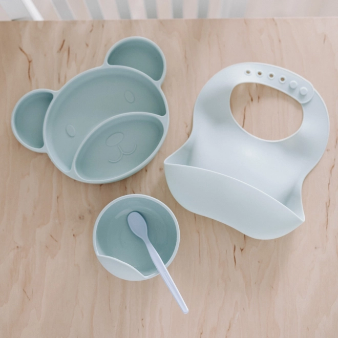 Canpol babies Silikonový bryndák s kapsou DOTS – zelený