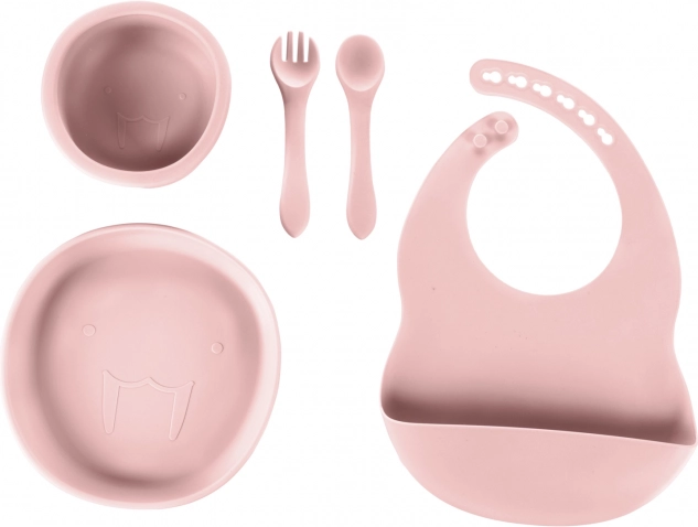 Silikonová dětská jídelní sada ZOPA old pink