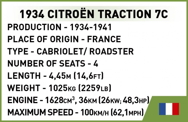 COBI 2264 1934 Citroën Traction 7C, 1:35, 199 k, 1 f, 1 pes