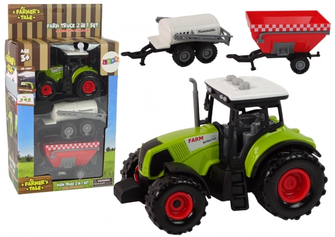 Velký traktor s LED světly a zvuky - sada 2 zemědělských strojů