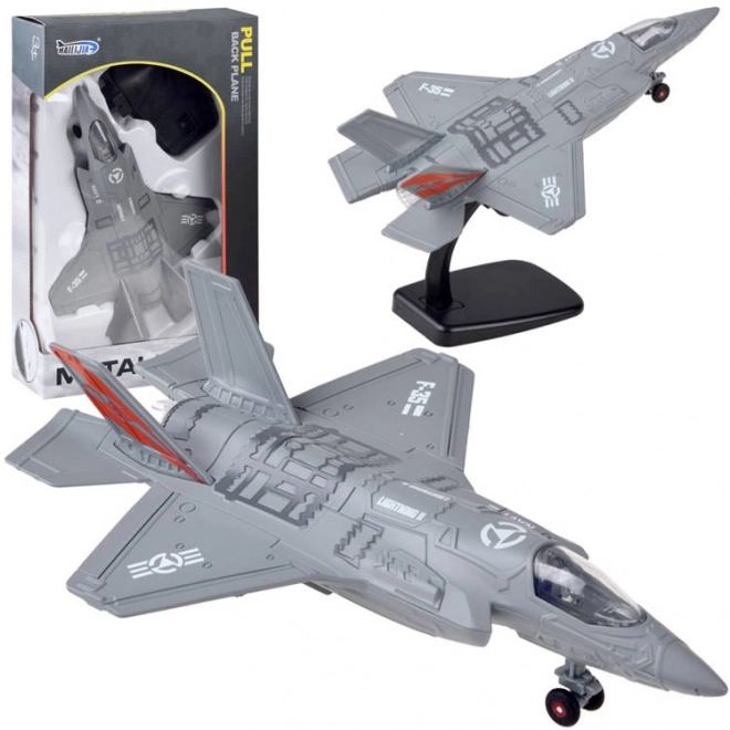 Kovový model vojenského letadla F-25 – Šedá