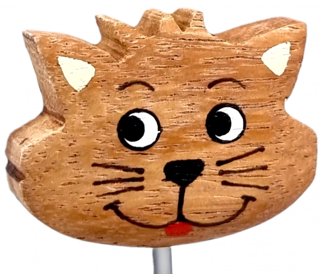 Dřevěná tužka s hlavou kočky