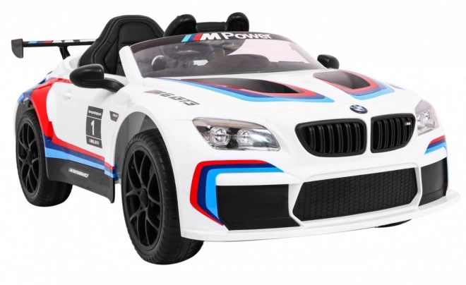dětské elektrické autíčko BMW M6 GT3 s dálkovým ovládáním, MP3 a LED světly – bílé