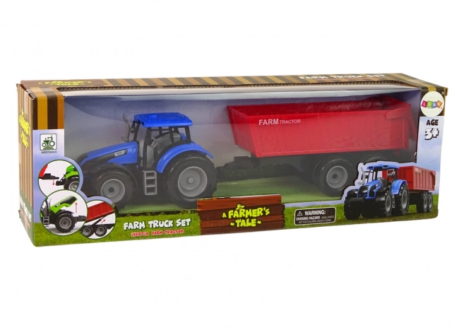 Interaktivní traktor s přívěsem - modrý