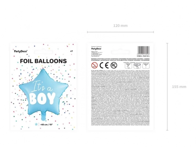 Foliový balónek hvězda "It's a boy" modrá 48 cm